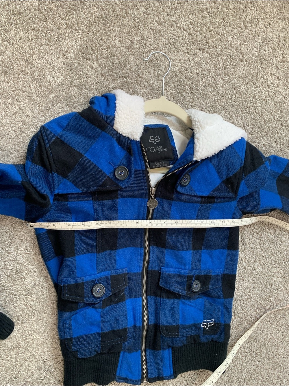Fox Racing Blue & Black Plaid Sherpa-Lined Zip Jacket - Picture 8 of 9